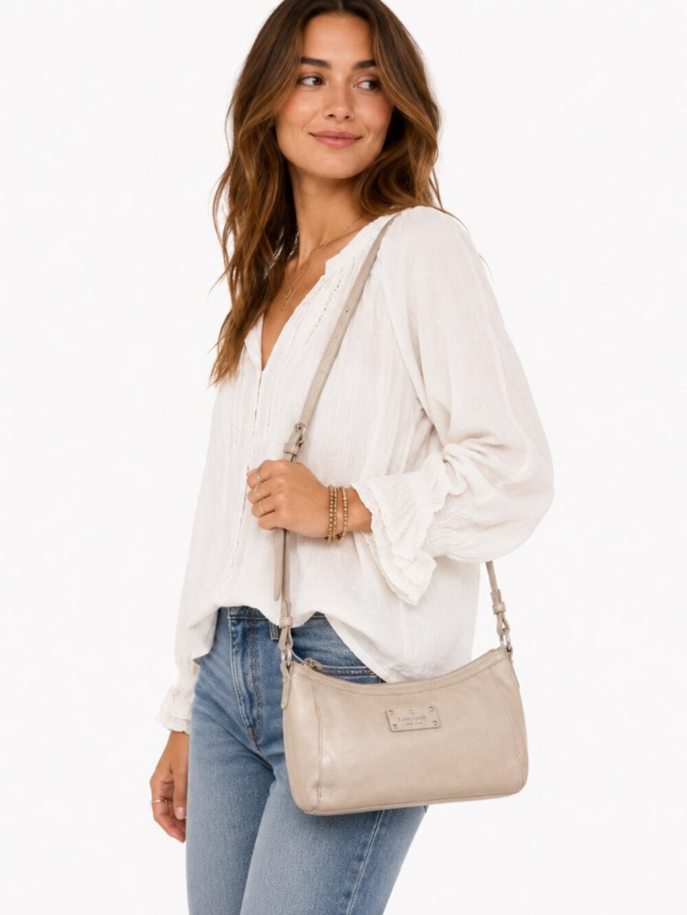 Kate Spade Macdougal Alley Crossbody‎ Bag Cashew Leather Purse NWT
